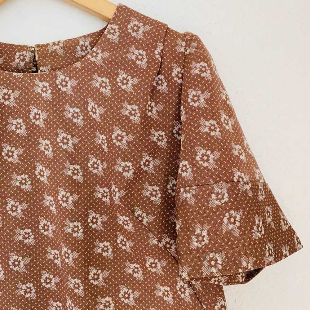 Vintage Handmade 60s 70s Brown Floral Blouse - image 2