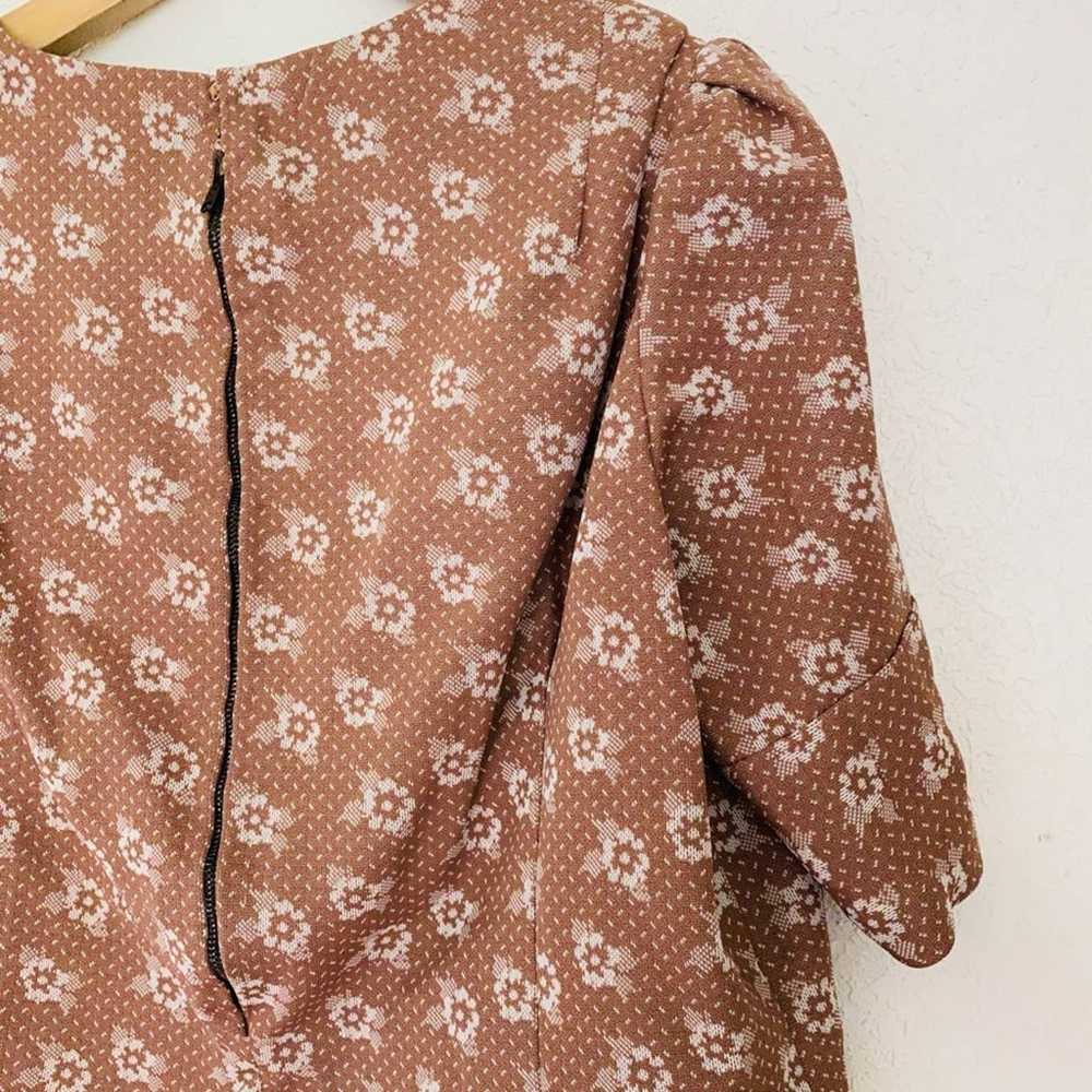 Vintage Handmade 60s 70s Brown Floral Blouse - image 3