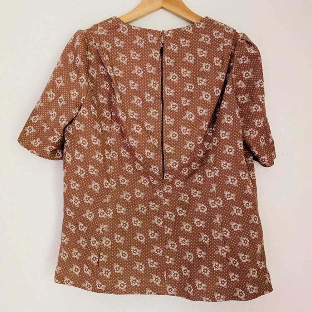 Vintage Handmade 60s 70s Brown Floral Blouse - image 4