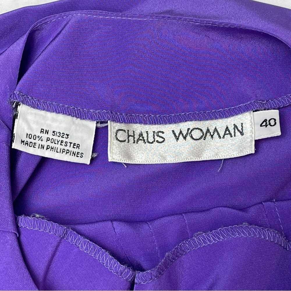 Chaus Woman Vintage Purple Blouse Pleated Silky S… - image 11