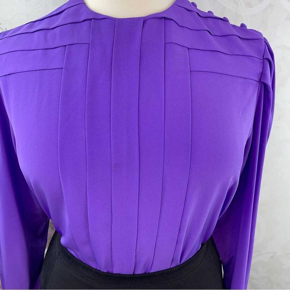 Chaus Woman Vintage Purple Blouse Pleated Silky S… - image 2