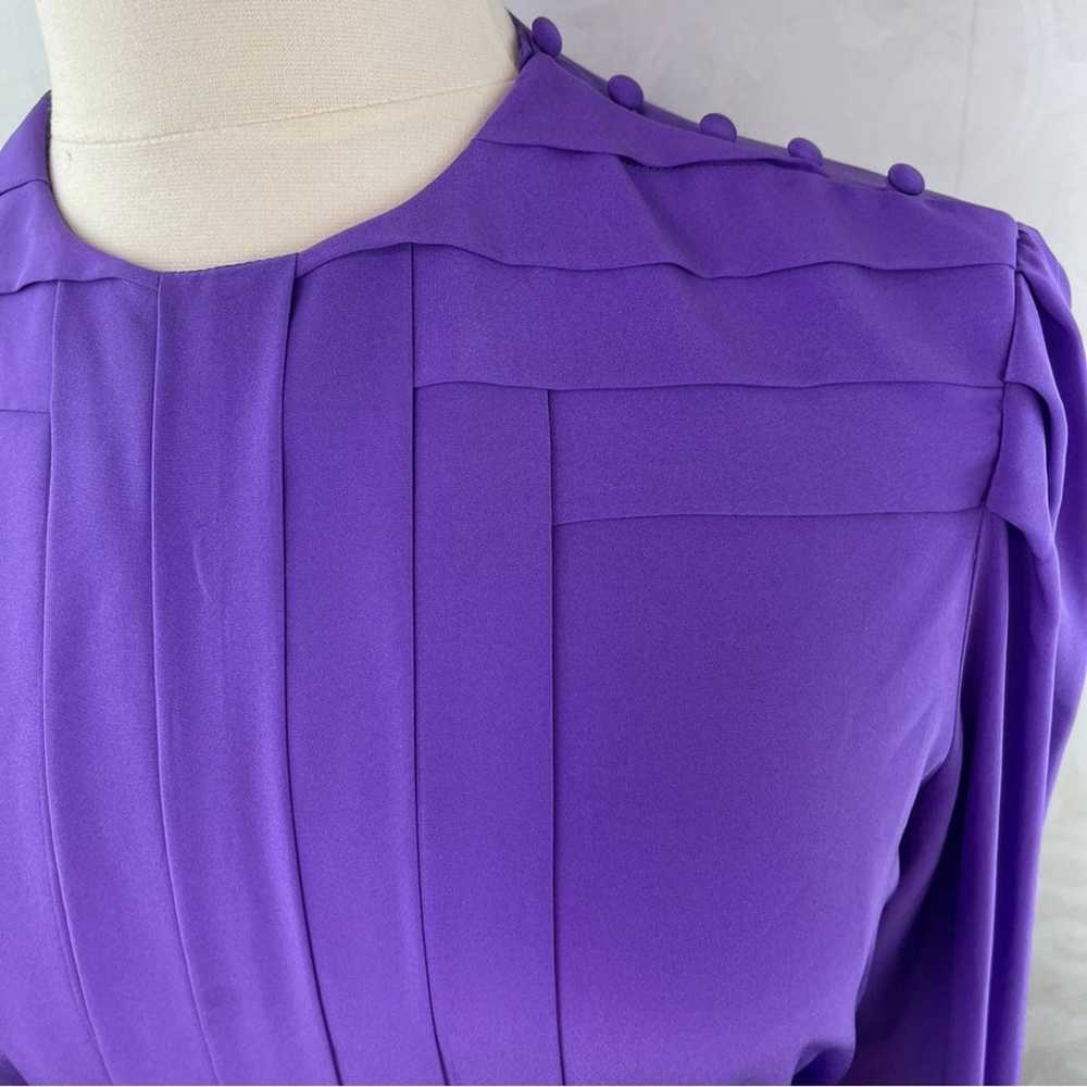 Chaus Woman Vintage Purple Blouse Pleated Silky S… - image 4