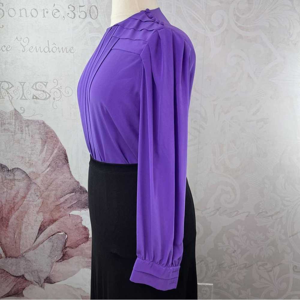 Chaus Woman Vintage Purple Blouse Pleated Silky S… - image 6