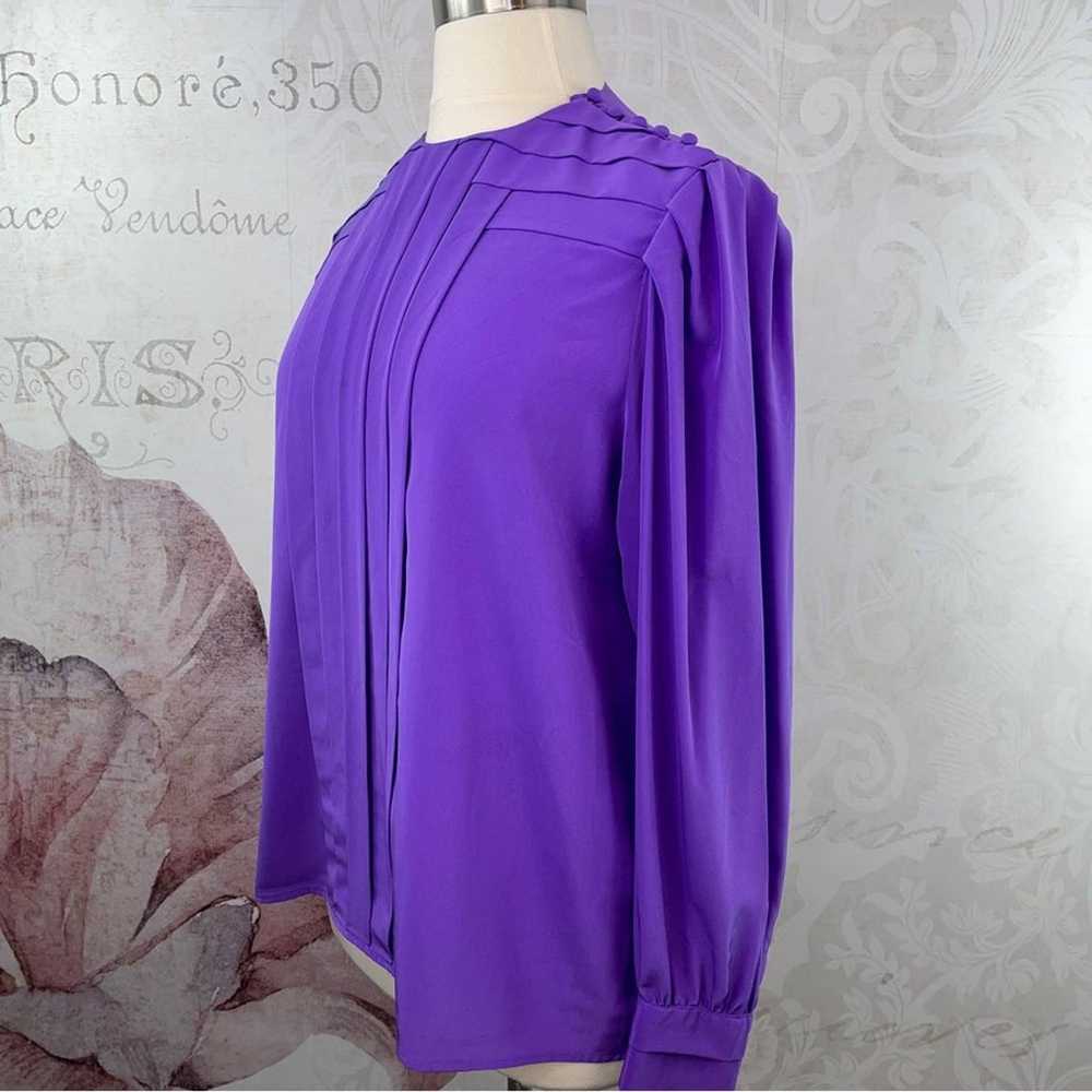 Chaus Woman Vintage Purple Blouse Pleated Silky S… - image 8