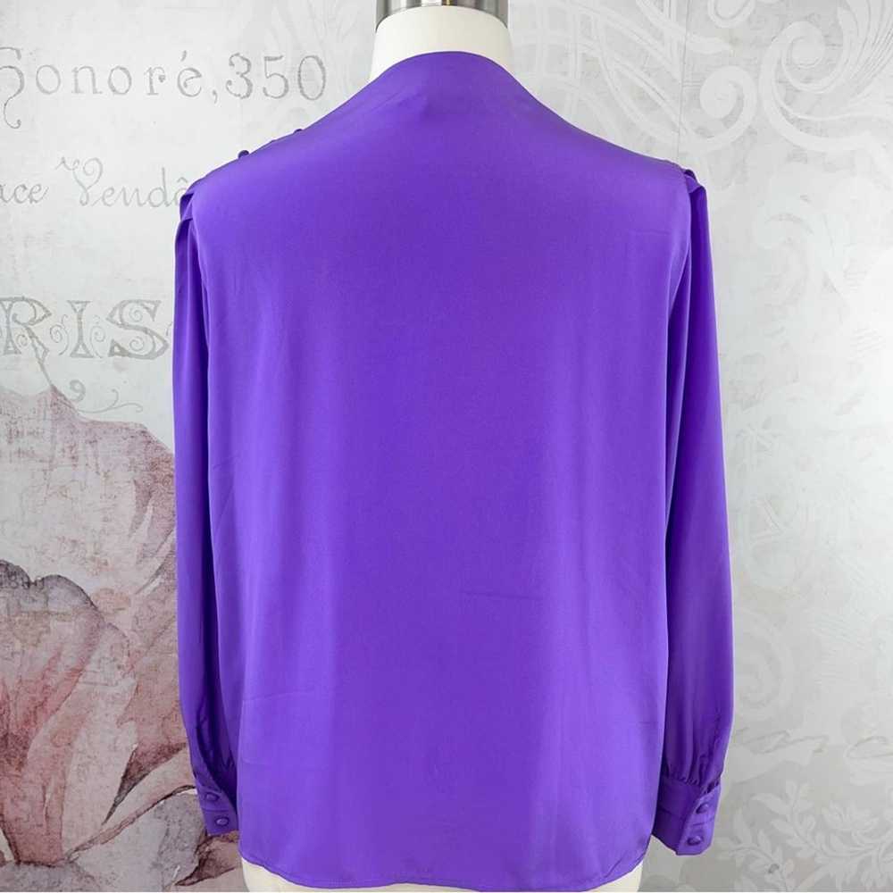 Chaus Woman Vintage Purple Blouse Pleated Silky S… - image 9