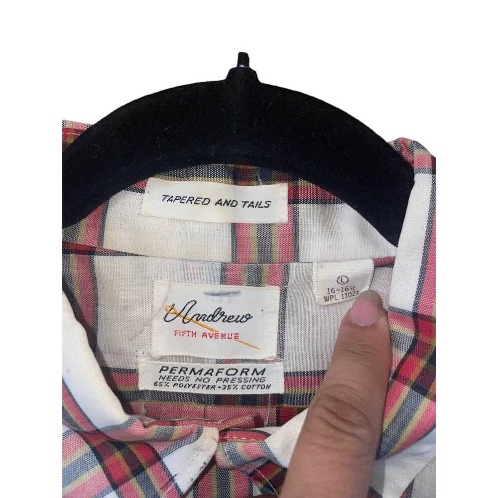 Vintage 50s Andrew Tan Black Plaid Cotton Blend S… - image 3