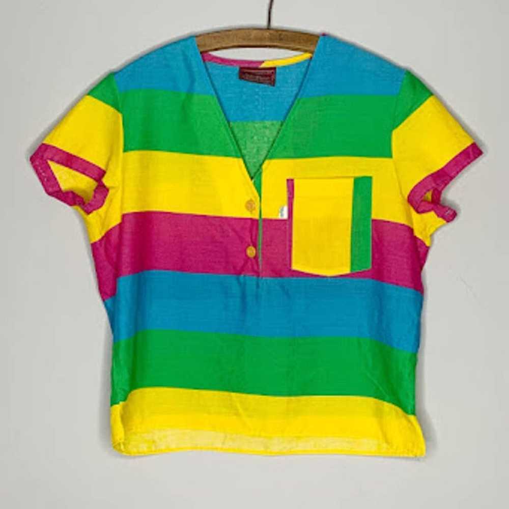Rare Vintage Levis Lart Cotton T Shirt Ranbow Str… - image 1
