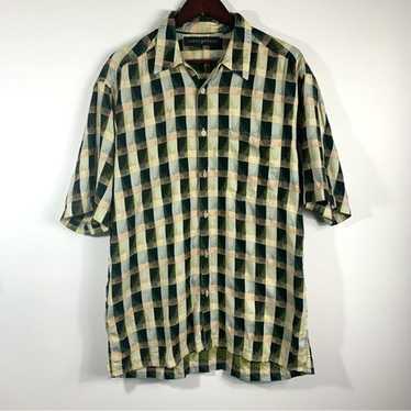 Vintage Jhane Barnes Plaid Leaf Print Shirt 1994