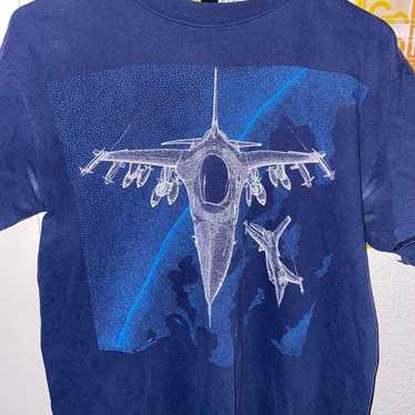 Vintage 1980s F-16 Falcon Hill Air Force Base Ogden Utah T-shirt, Blue Hanes  XL 