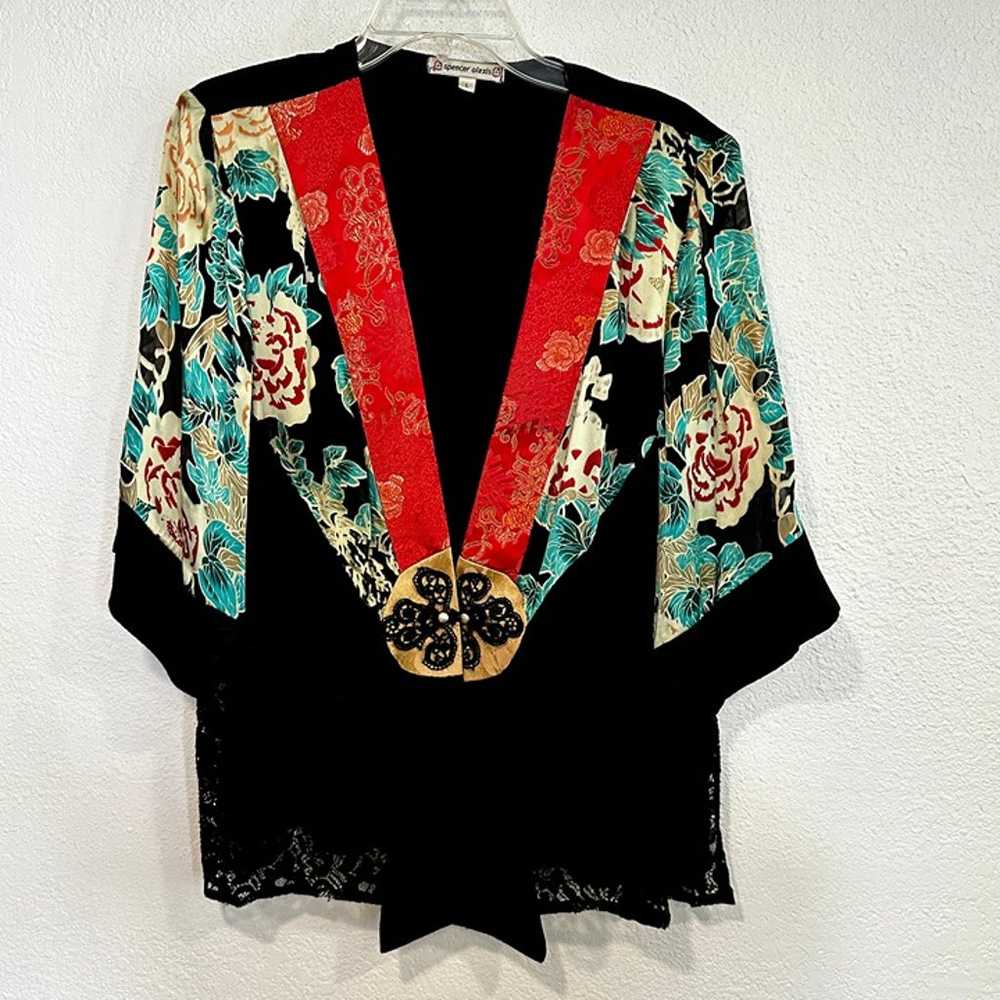 Vintage Spencer Alexis Kimono Top Silk Blend Lace… - image 1