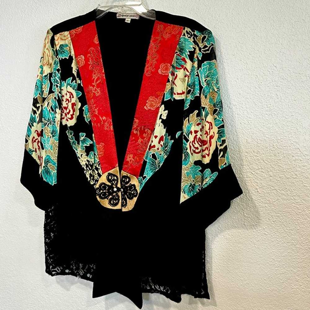 Vintage Spencer Alexis Kimono Top Silk Blend Lace… - image 5