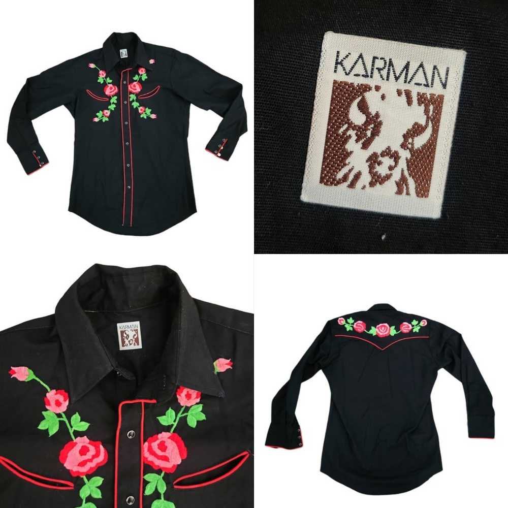 VTG Rare 80s Karman Roses Cowboy Shirt  Western F… - image 11