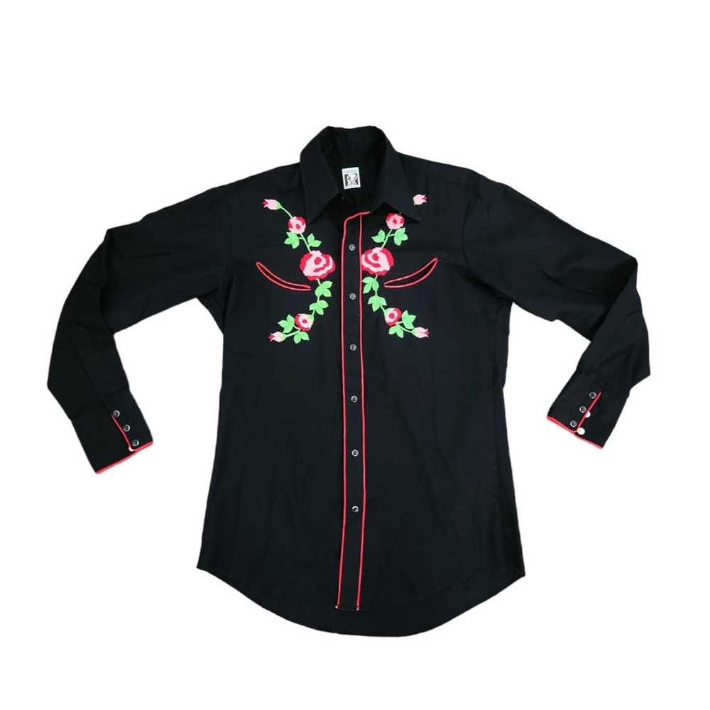 VTG Rare 80s Karman Roses Cowboy Shirt  Western F… - image 1