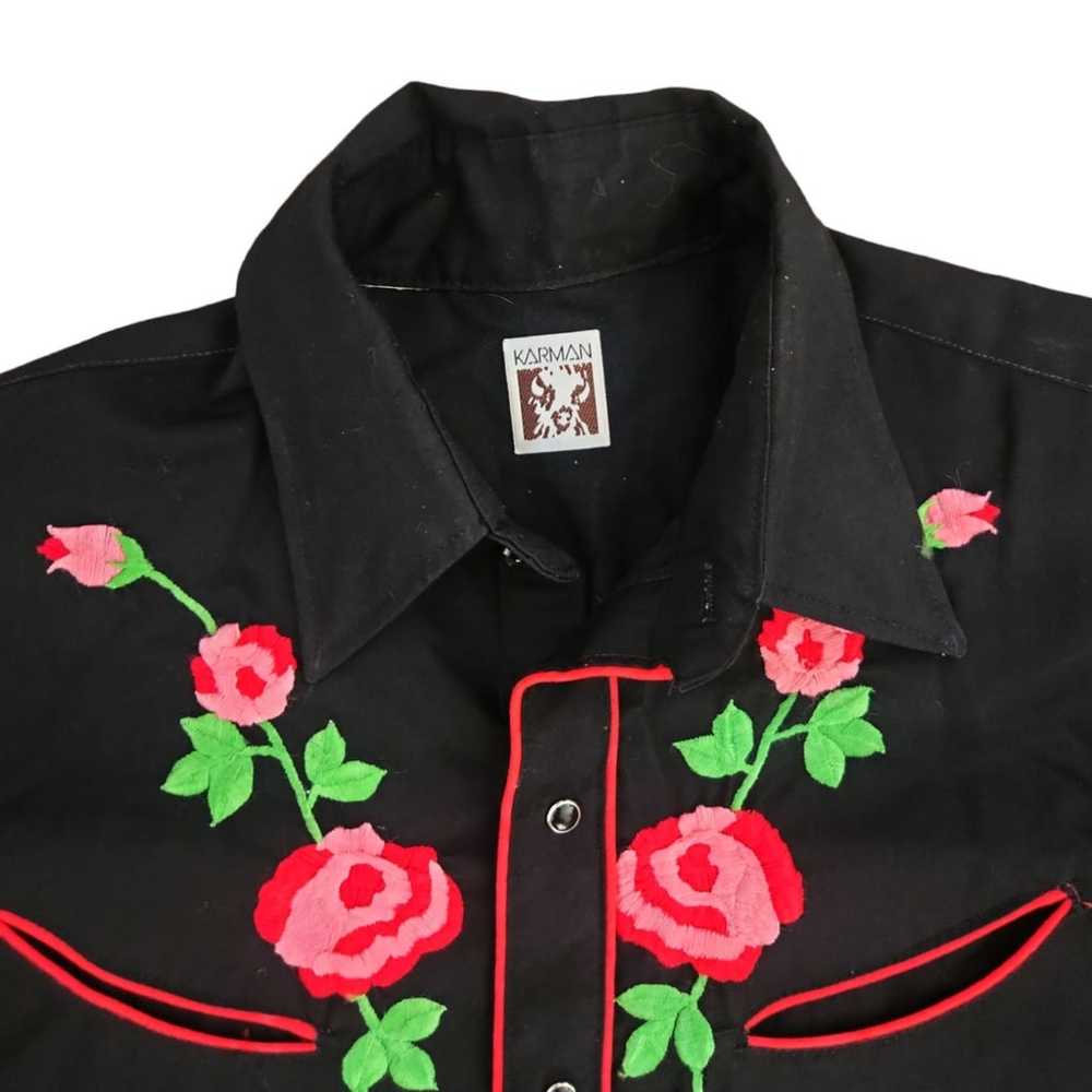 VTG Rare 80s Karman Roses Cowboy Shirt  Western F… - image 2