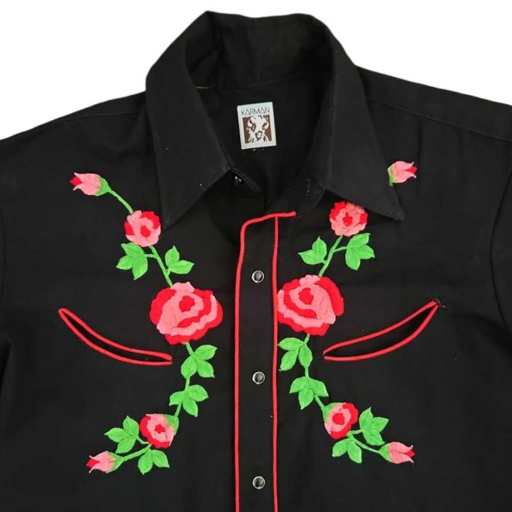 VTG Rare 80s Karman Roses Cowboy Shirt  Western F… - image 9
