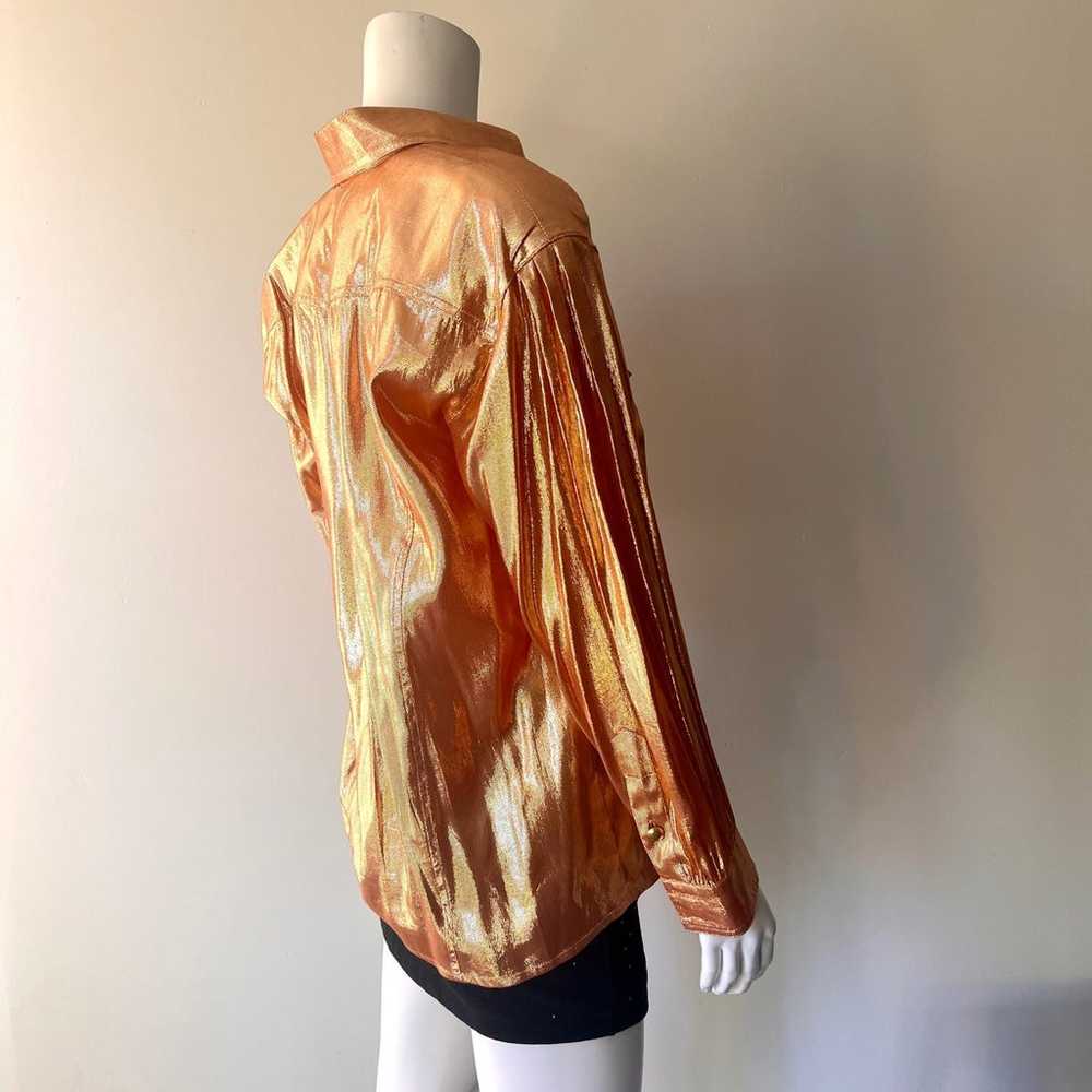 Escada 1990s Vintage Silk Metallic Silk Collared … - image 3