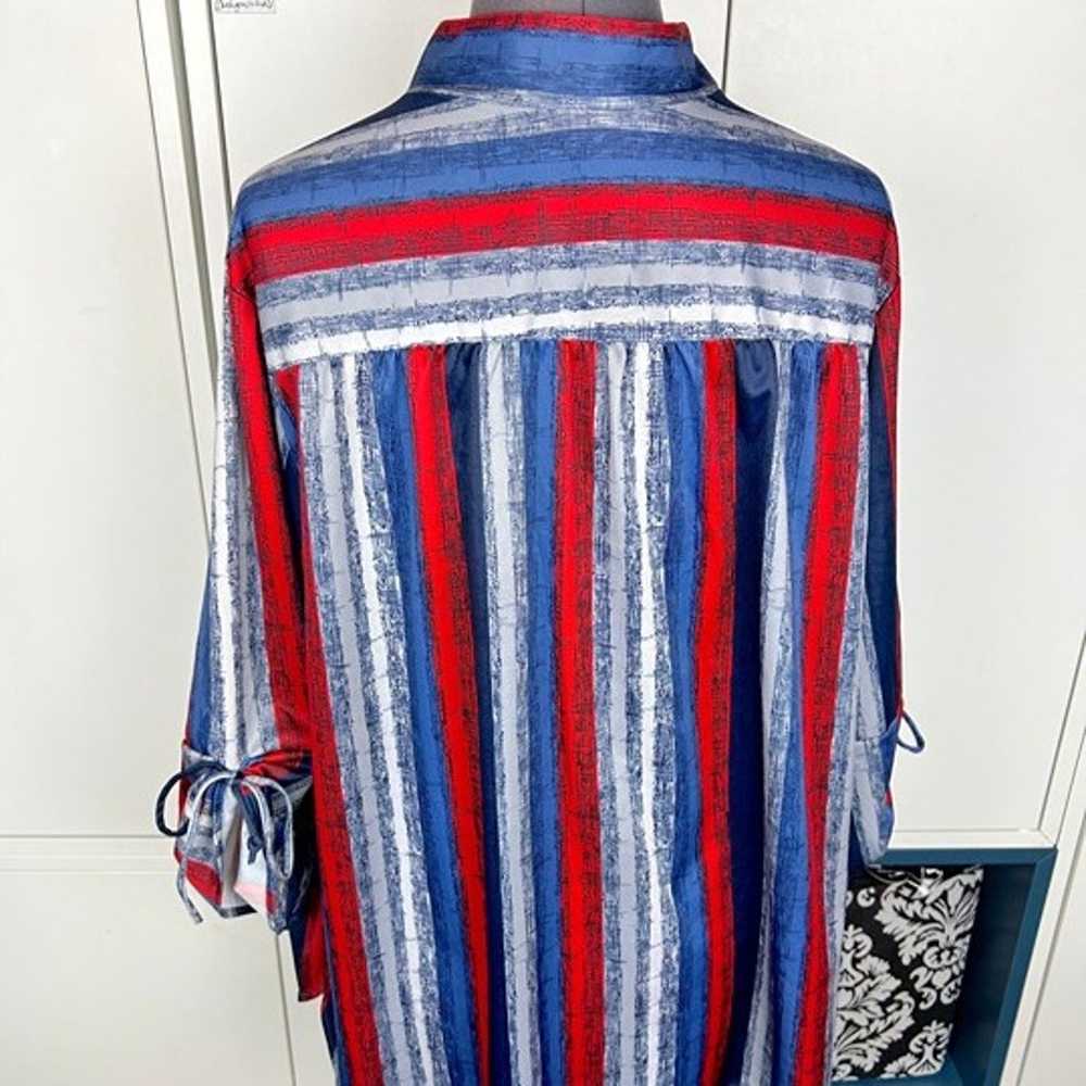 1970s Striped Blue & Red Blouse - image 3