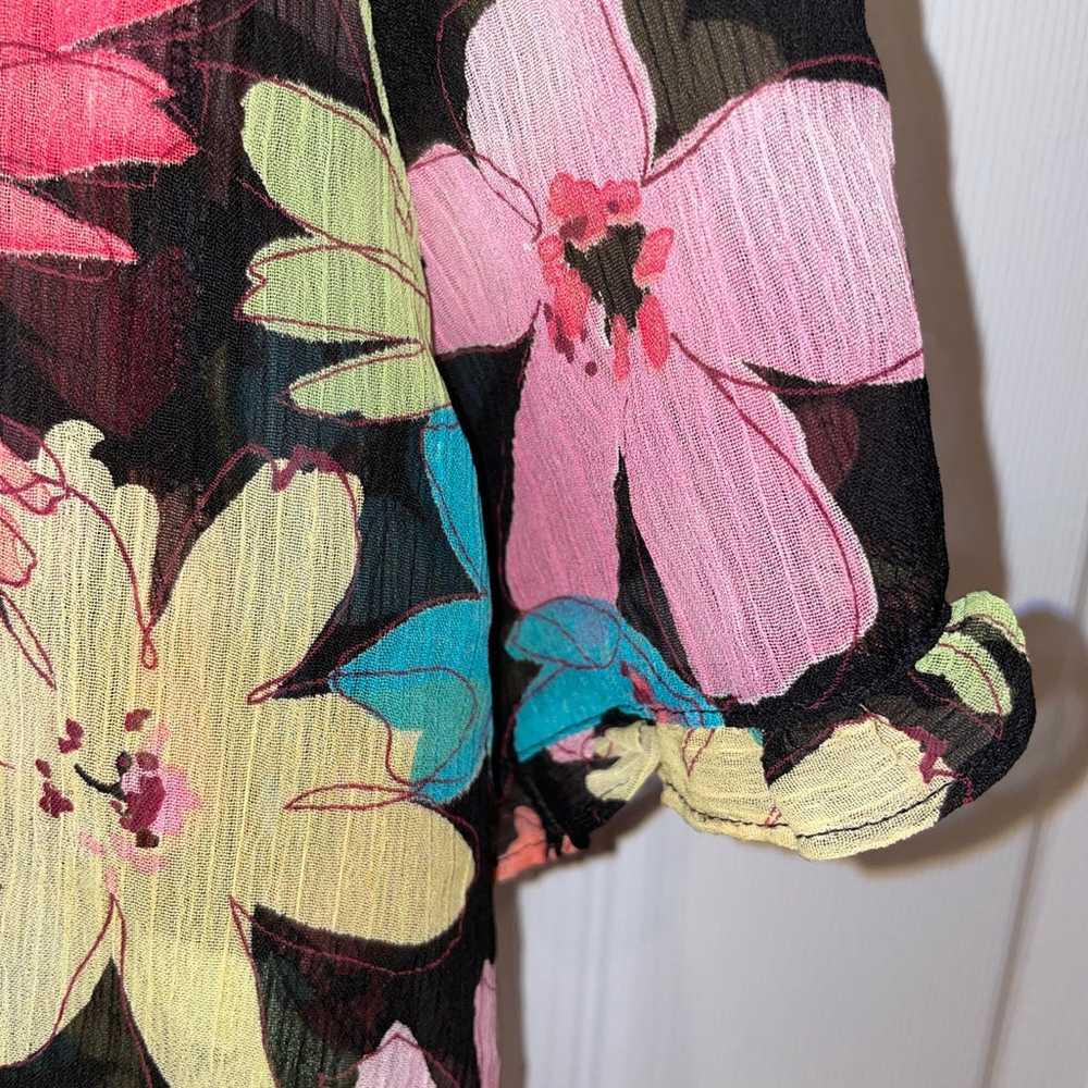 Notations Sheer Floral Button Up - image 3