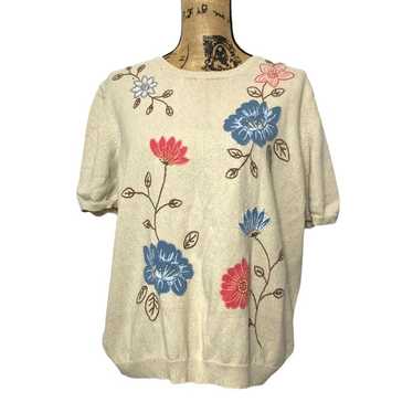 Alfred Dinner Vintage 80s Floral Beaded Embroider… - image 1