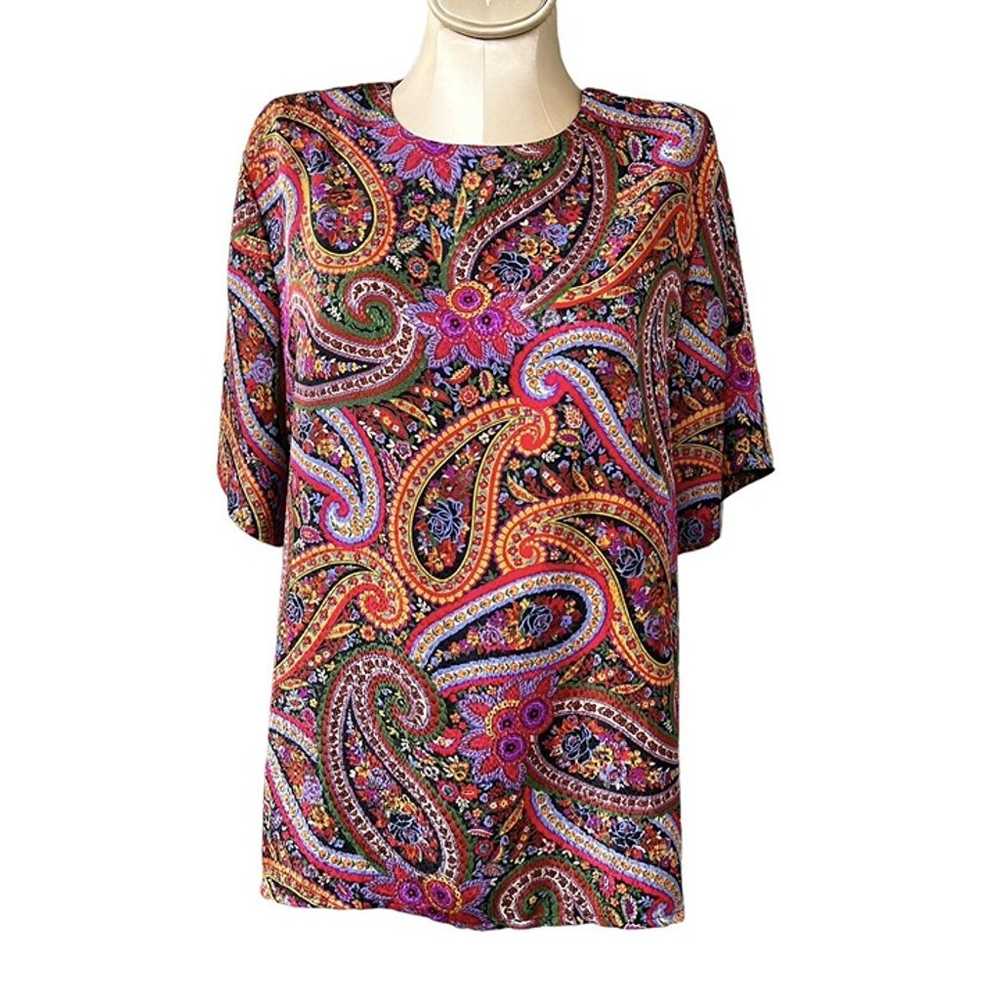 Paisley Flower Power Blouse VTG Southern Lady Wom… - image 1
