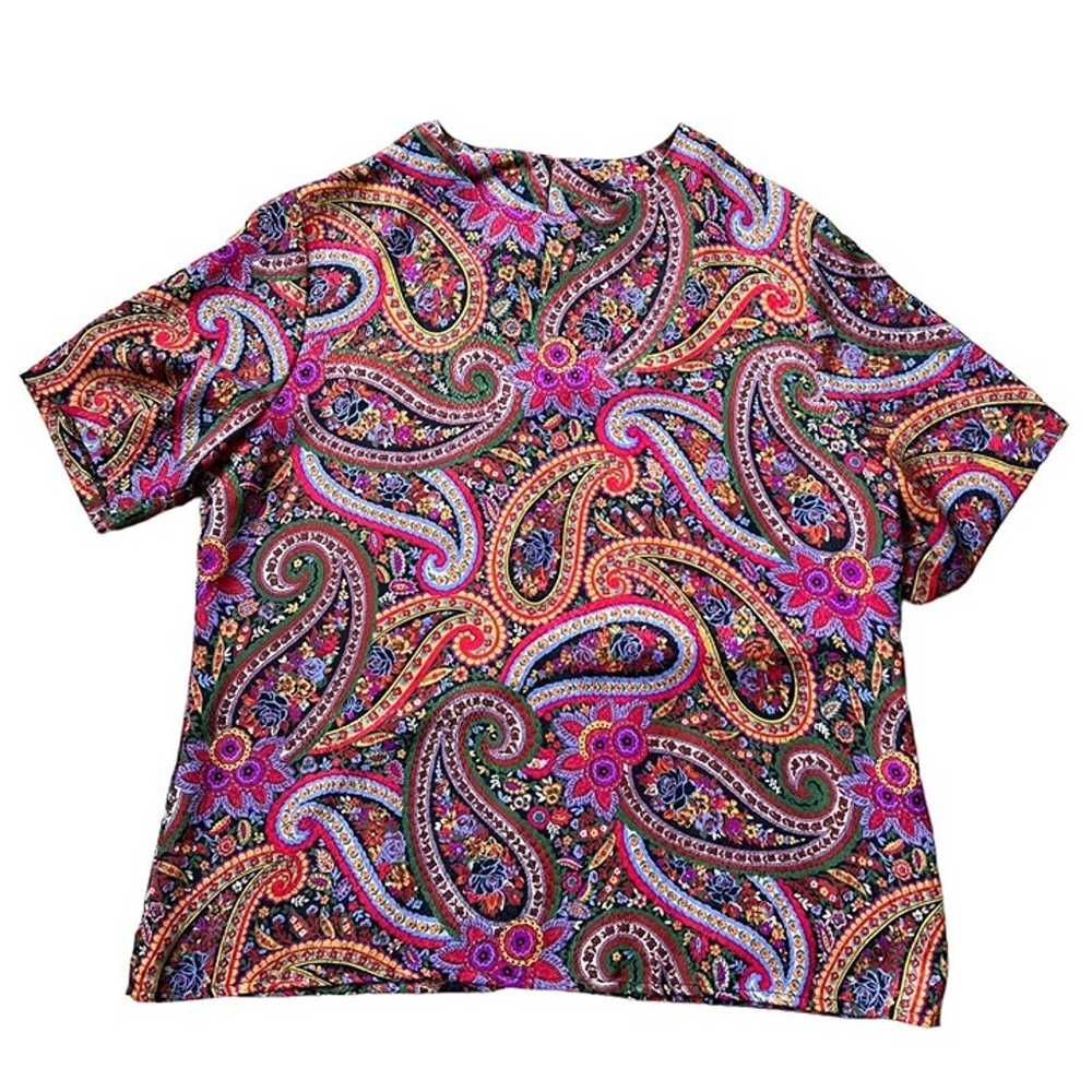 Paisley Flower Power Blouse VTG Southern Lady Wom… - image 7
