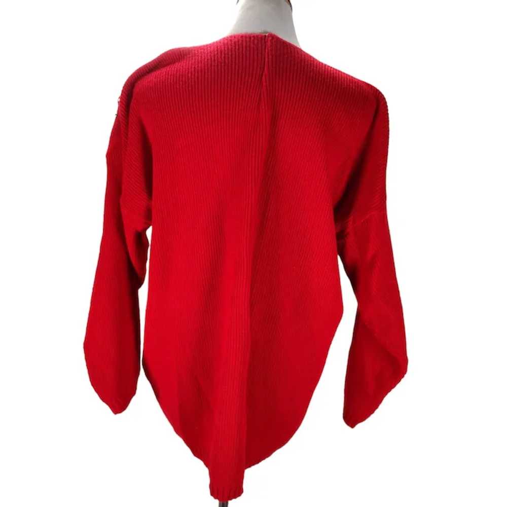 Red Western Sweater Size 1X Acrylic Knit Studs Pe… - image 3