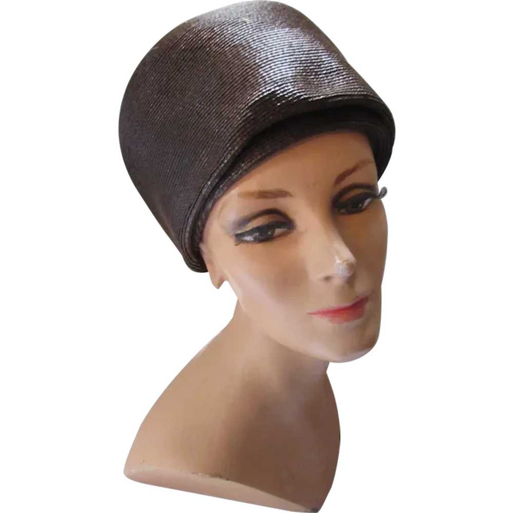 SALE Handsome Hat Helmet Style Mid Century Chocol… - image 1