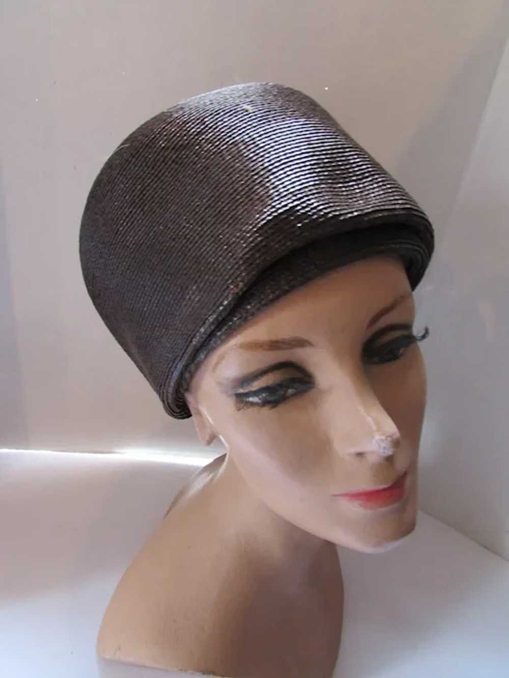 SALE Handsome Hat Helmet Style Mid Century Chocol… - image 2