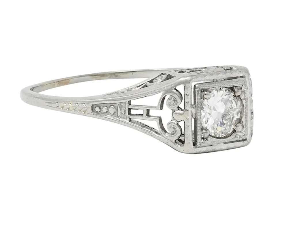 Art Deco Old European Diamond 14 Karat White Gold… - image 2