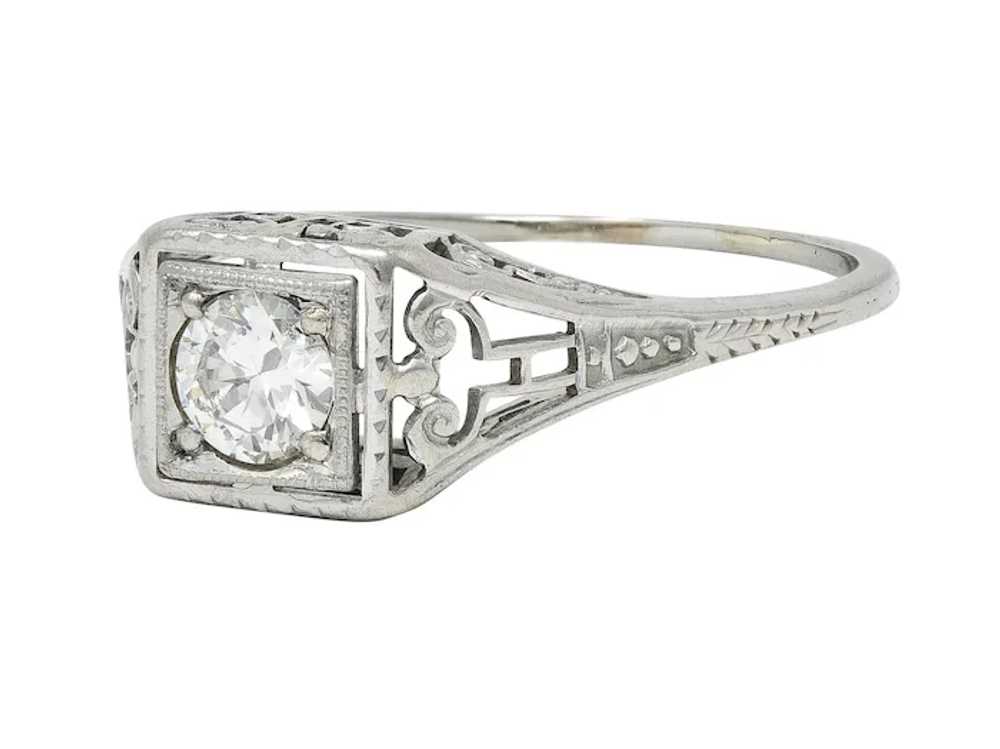 Art Deco Old European Diamond 14 Karat White Gold… - image 6