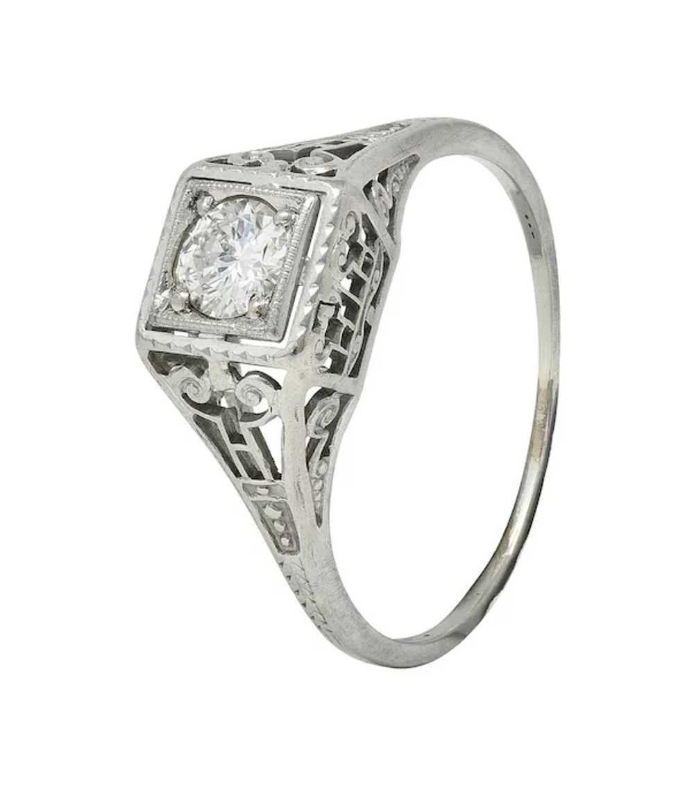 Art Deco Old European Diamond 14 Karat White Gold… - image 7