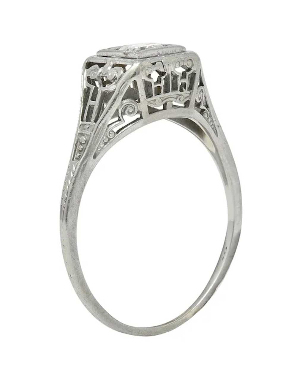 Art Deco Old European Diamond 14 Karat White Gold… - image 8