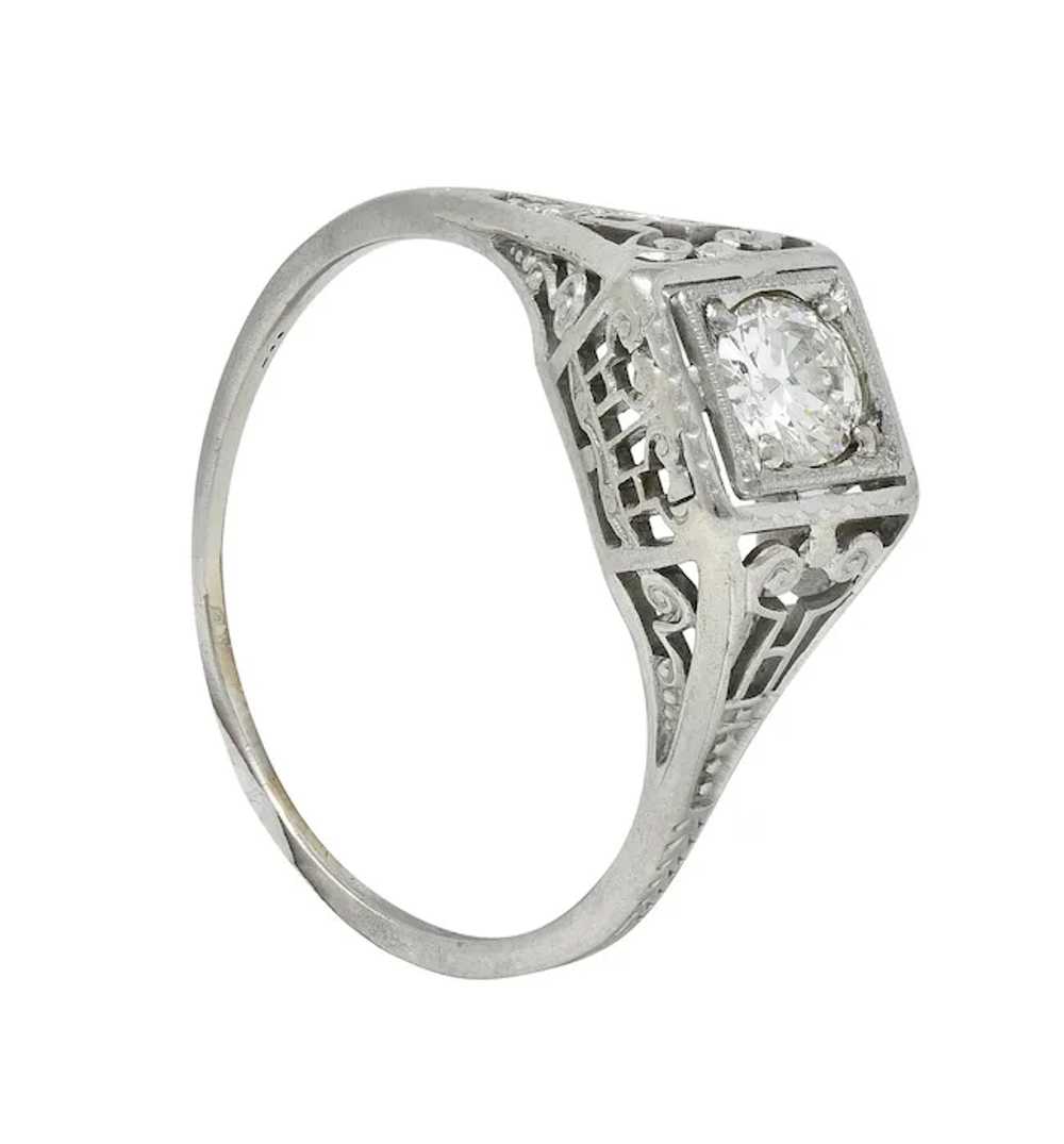 Art Deco Old European Diamond 14 Karat White Gold… - image 9