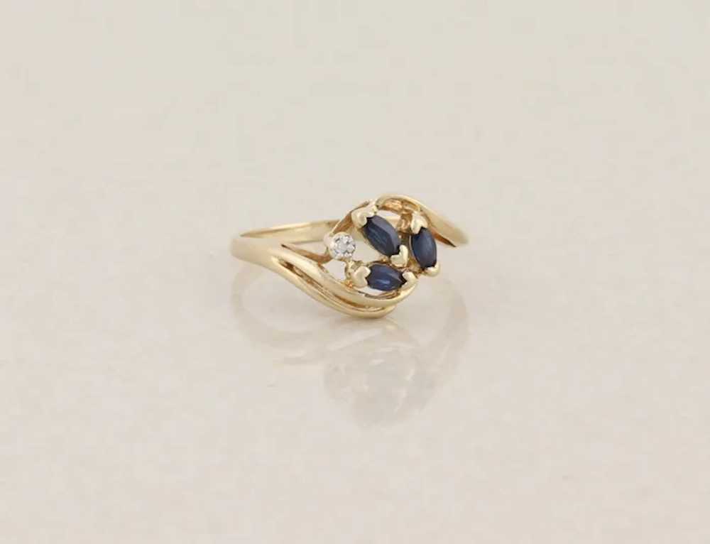 10k Yellow Gold Natural Blue Sapphire and Diamond… - image 4