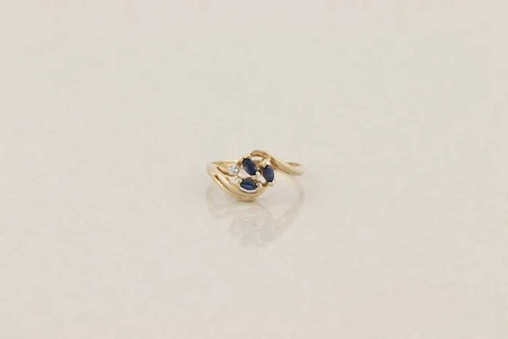 10k Yellow Gold Natural Blue Sapphire and Diamond… - image 5