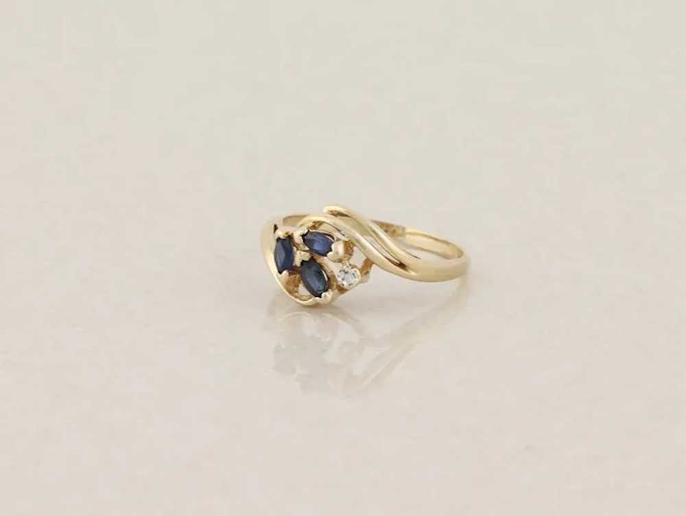 10k Yellow Gold Natural Blue Sapphire and Diamond… - image 6