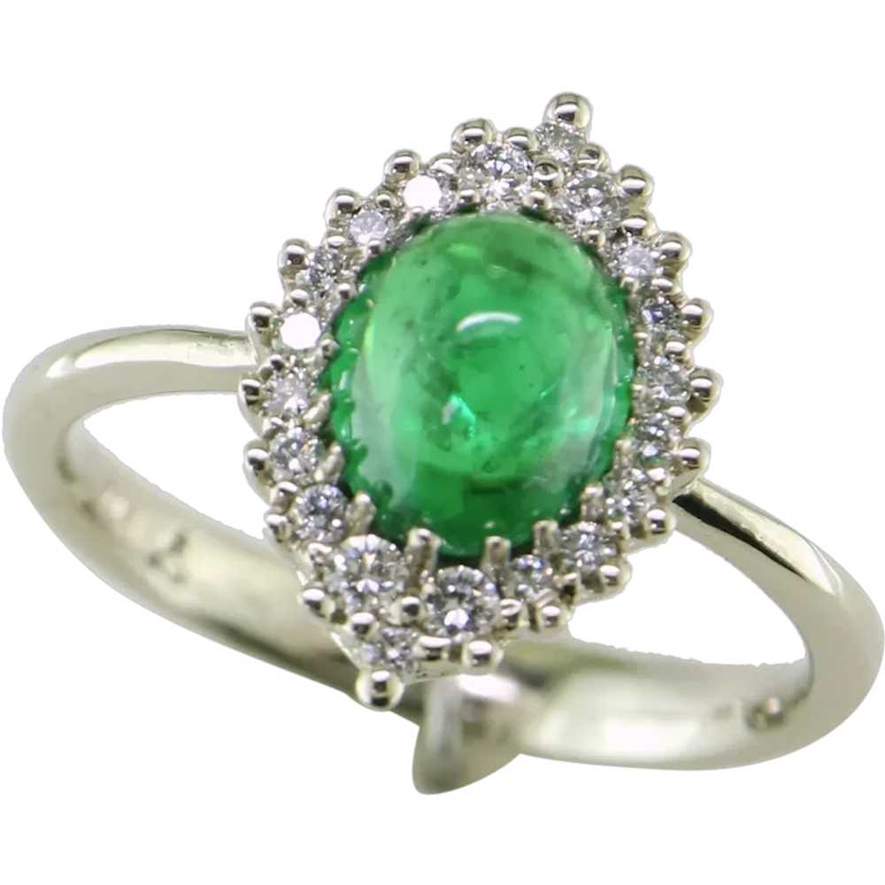 14K White Gold Tsavorite and Diamond Ring - image 1