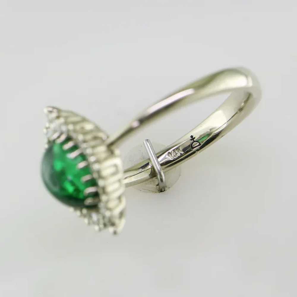 14K White Gold Tsavorite and Diamond Ring - image 4