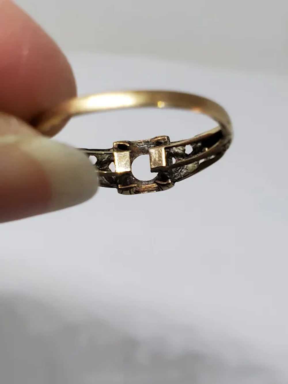 Vintage 10k Yellow Gold Art Deco Diamond Ring Mis… - image 10