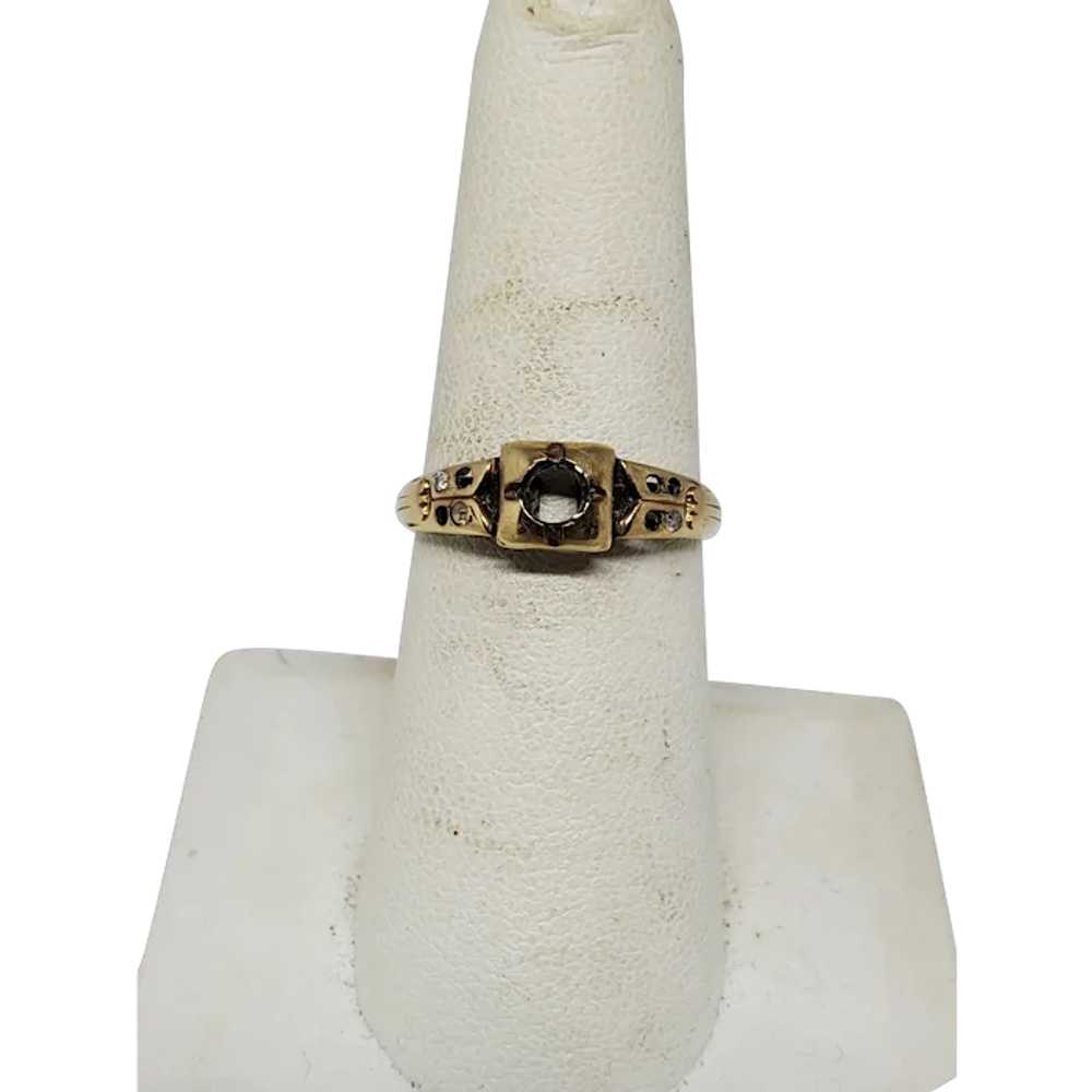 Vintage 10k Yellow Gold Art Deco Diamond Ring Mis… - image 1