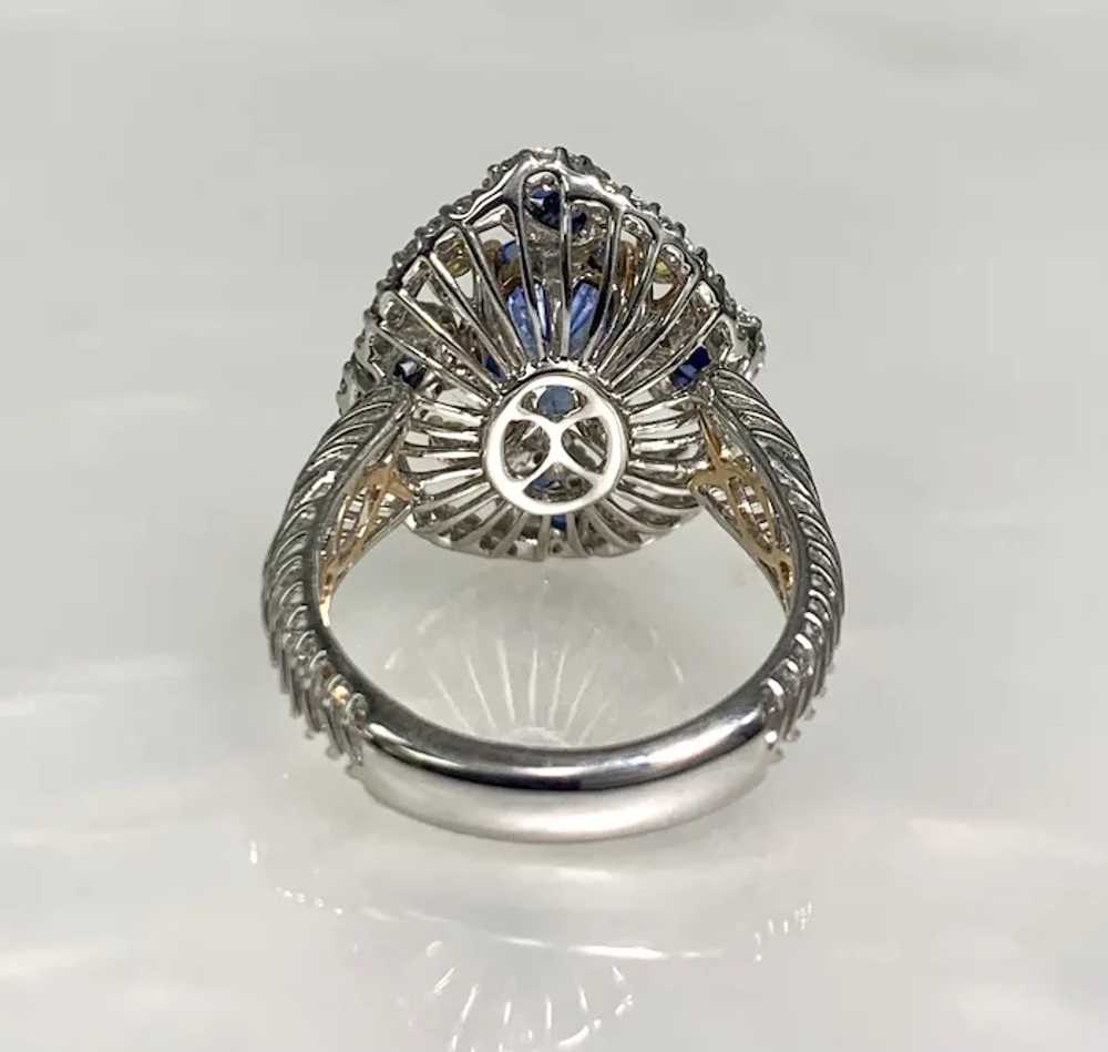 18K White Gold Oval Cut Blue Sapphire Diamond Eng… - image 4