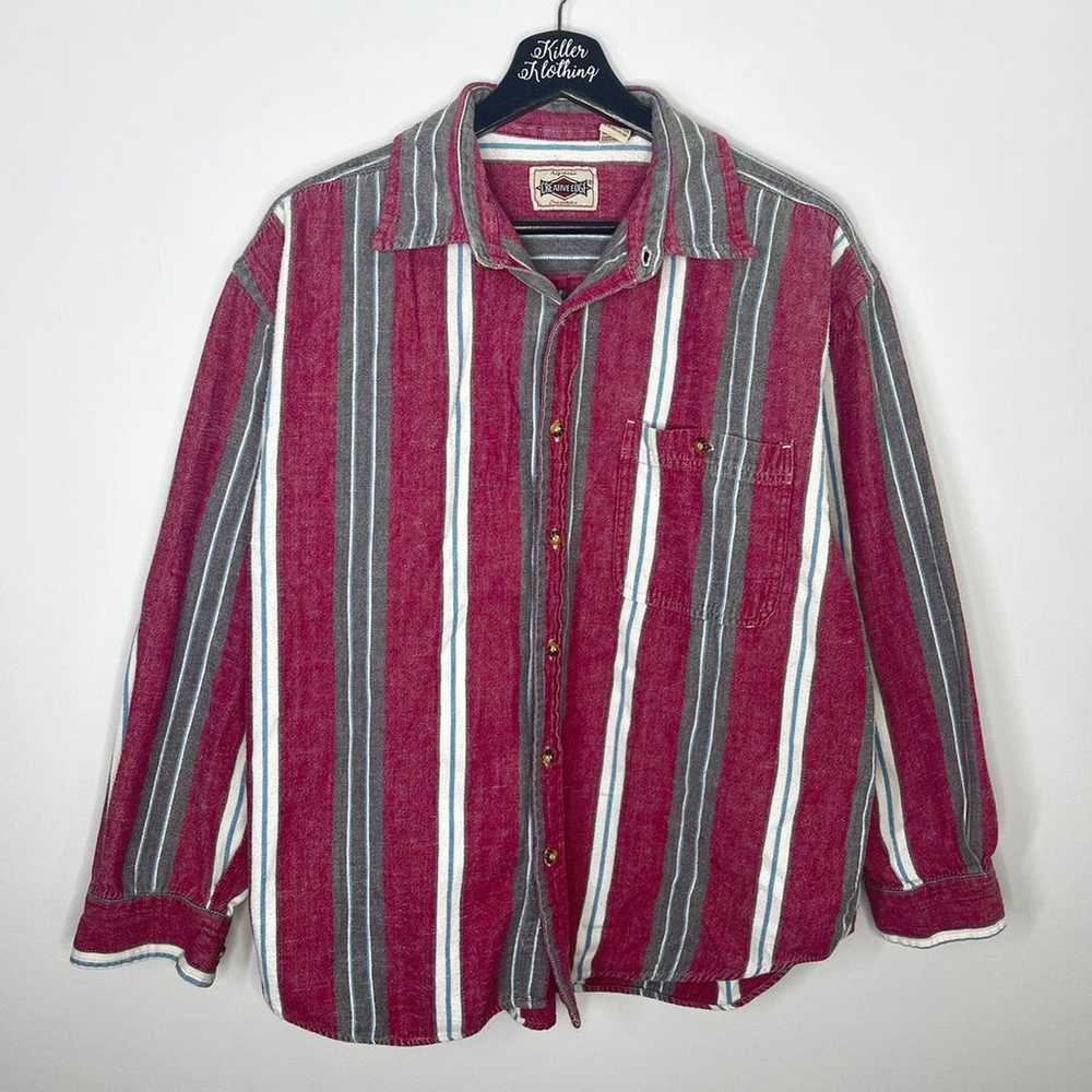 Vintage Striped Button Down Pocket Tee - image 1