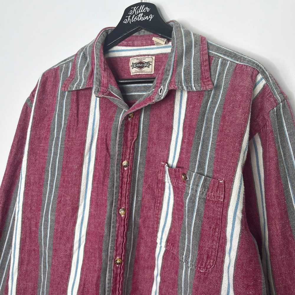 Vintage Striped Button Down Pocket Tee - image 2