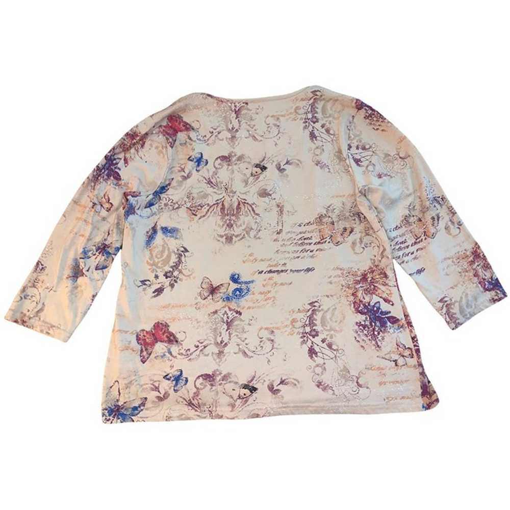 Y2K All Over Print Butterfly Pattern 3/4 Sleeve T… - image 2