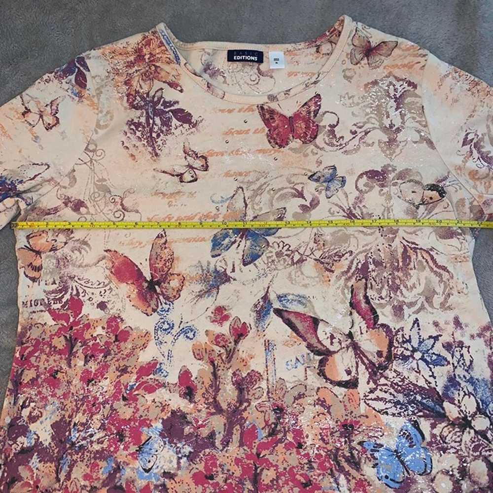 Y2K All Over Print Butterfly Pattern 3/4 Sleeve T… - image 3