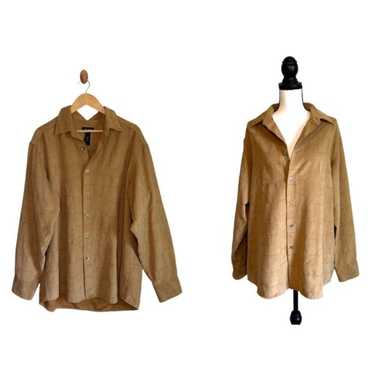 Axcess Vintage Tan Faux Suede Patchwork Button Dow