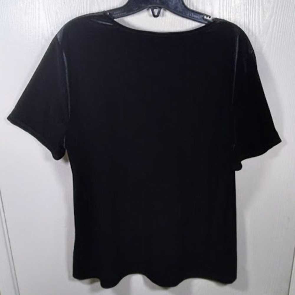 Jaclyn Smith Black Stretch Velveteen Blouse w/Lac… - image 7