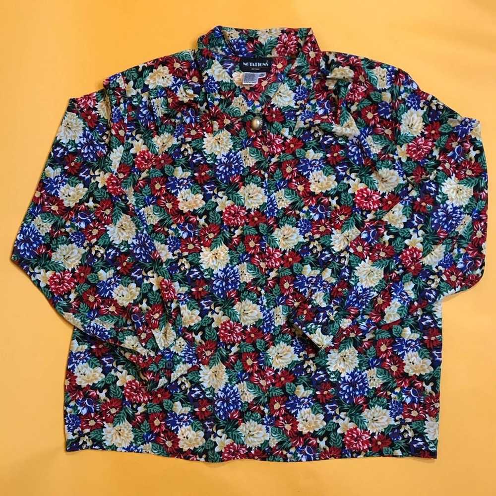 Vintage multicolored floral blouse 16W - image 3