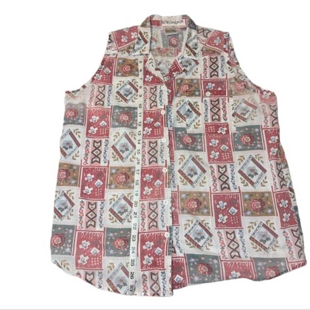 Vintage Pearl River Floral Button Down Sleeveless… - image 9