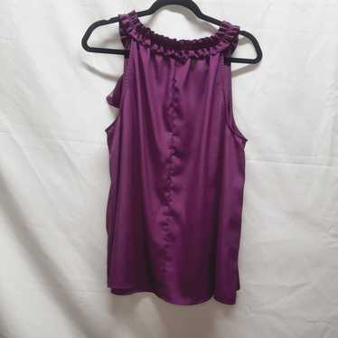 VTG DNKY Purple Sleeveless ruffle Neck Shoulder d… - image 1